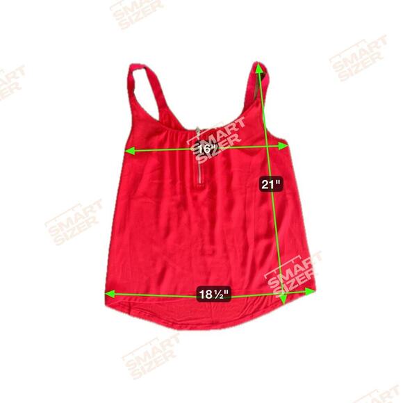 EXPRESS  Red Chiffon Lightweight Sleeveless Zipper Detail Top Blouse Sz XS - Picture 7 of 9